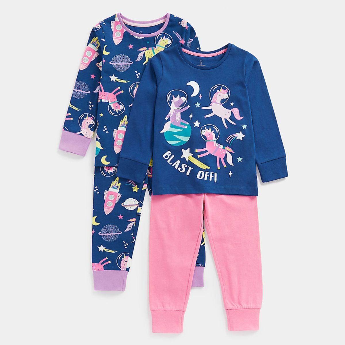 Mothercare Girls Unicorn Blast Off Pyjamas 2 Pack Mothercare